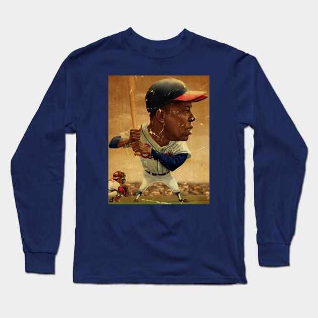 Hank Aaron [Regular Vintage] Long Sleeve T-Shirt by Lazy Sunday